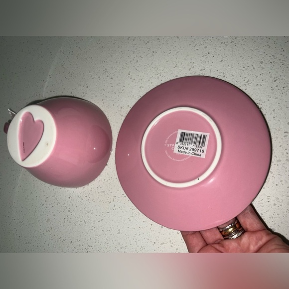 STARBUCKS 2006 Pink Heart Coffee/Tea Cup w/Saucer Plate “Love” set. - Picture 4 of 8